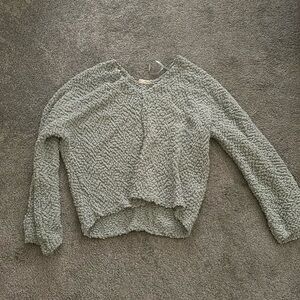 greenish fluffy long sleeve sweater